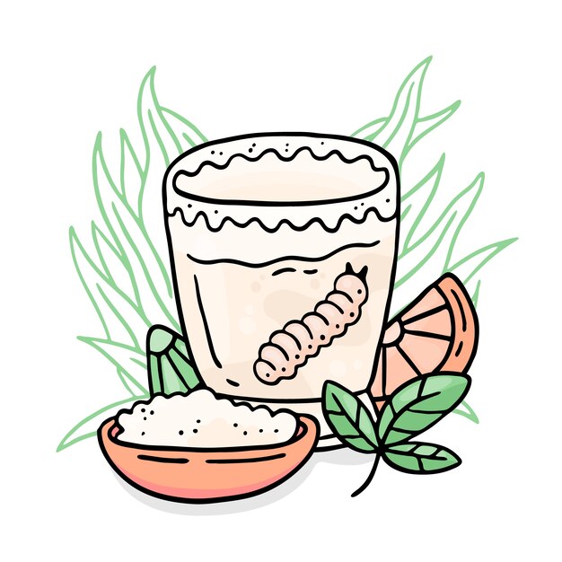 Ilustración de mezcal en estilo dibujado a mano