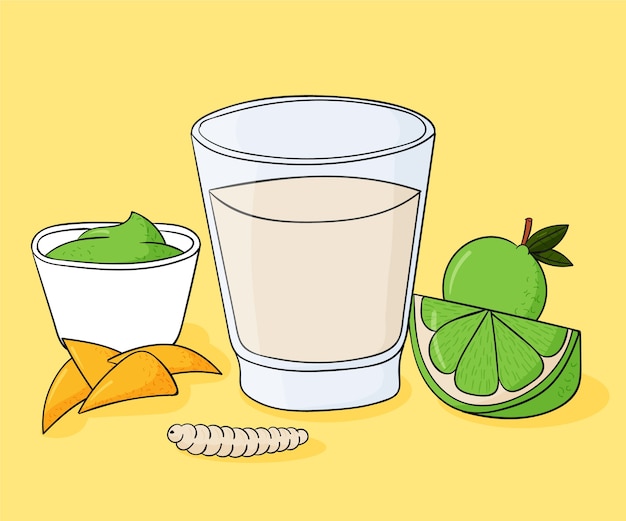 Vector gratuito ilustración de mezcal en estilo dibujado a mano