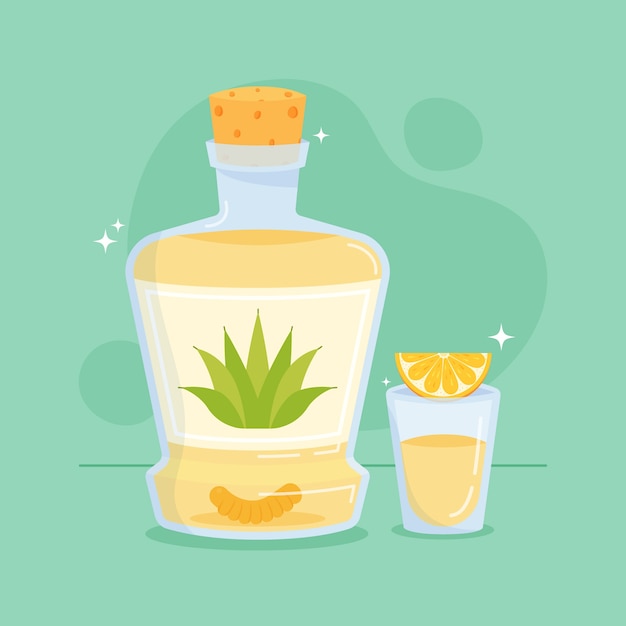 Ilustración de mezcal en estilo dibujado a mano