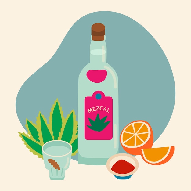 Vector gratuito ilustración de mezcal refrescante de diseño plano