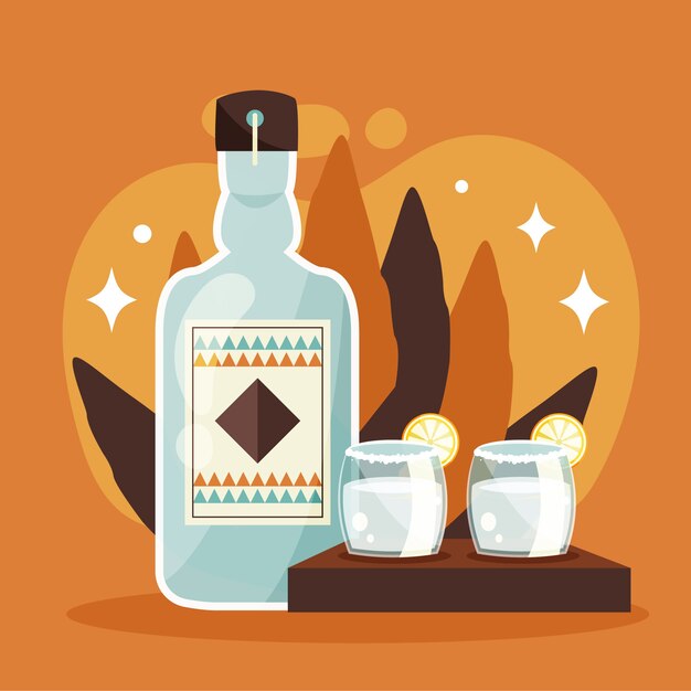 Ilustración de mezcal refrescante de diseño plano