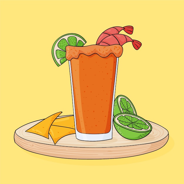 Ilustración de michelada en estilo dibujado a mano