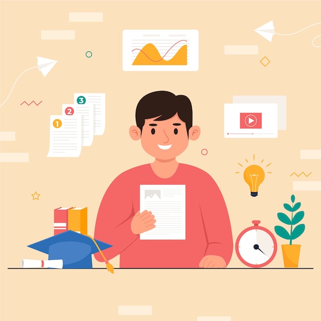 Ilustración de microaprendizaje dibujada a mano
