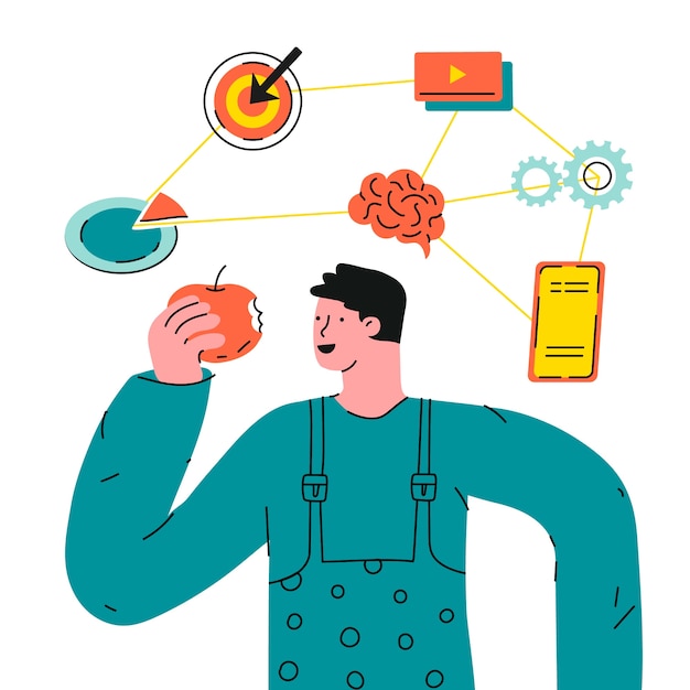 Ilustración de microaprendizaje dibujada a mano