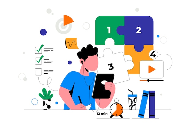 Ilustración de microaprendizaje dibujada a mano
