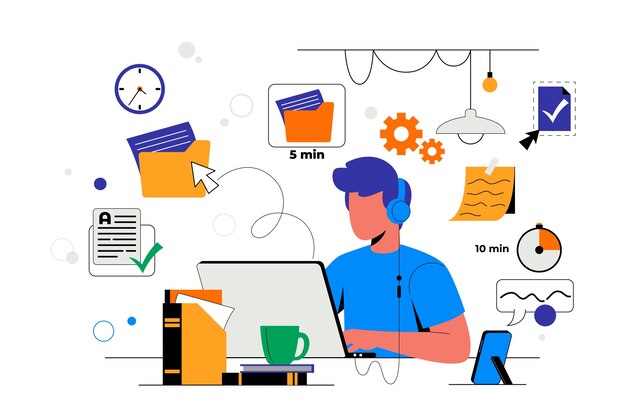 Ilustración de microaprendizaje dibujada a mano