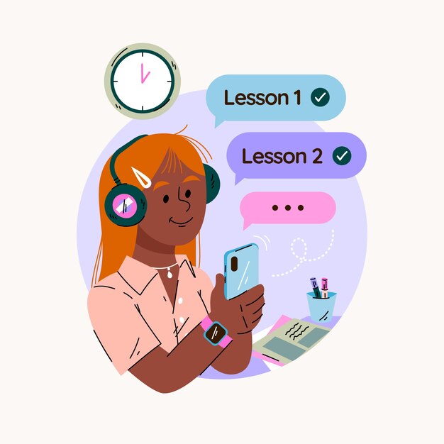 Ilustración de microaprendizaje dibujada a mano