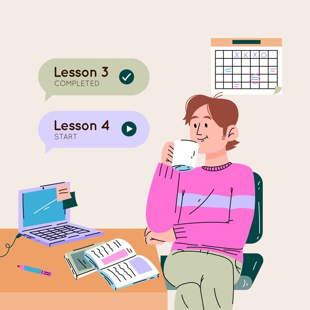 Ilustración de microaprendizaje dibujada a mano