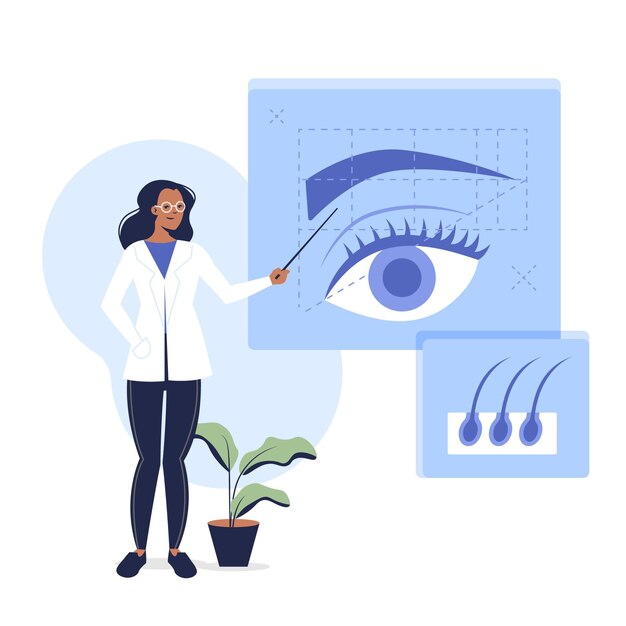 Ilustración de microblading dibujado a mano plana
