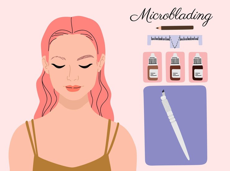 Vector gratuito ilustración de microblading dibujado a mano plana