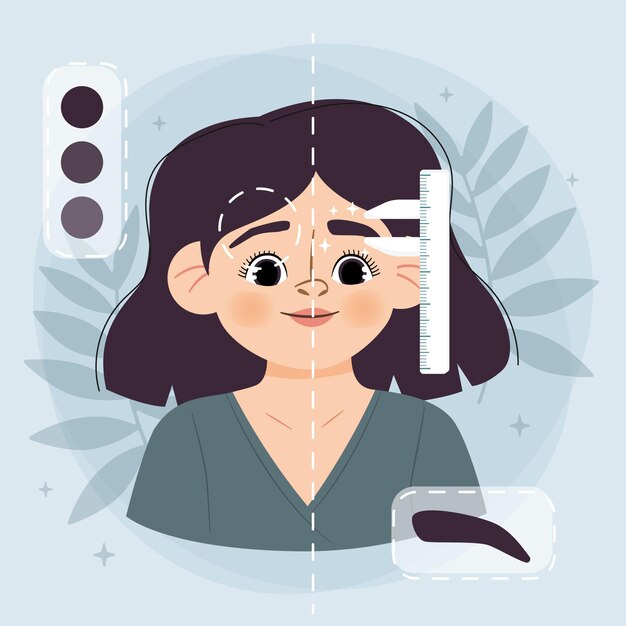 Ilustración de microblading dibujado a mano plana