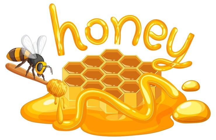 Vector gratuito ilustración de la miel dulce y la abeja ocupada