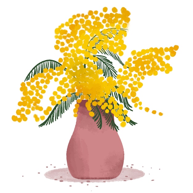 Ilustración de mimosa dibujada a mano
