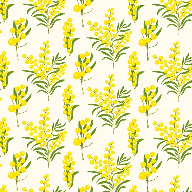 Ilustración de mimosa de diseño plano dibujado a mano