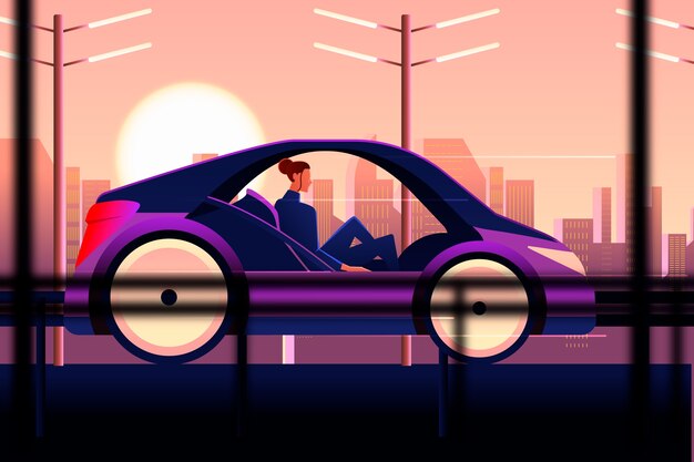 Ilustración de mini coche degradado
