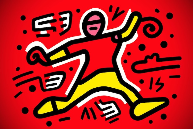 Vector gratuito ilustración minimalista de dibujos animados de arte lineal de keith haring