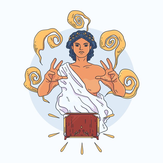 Ilustración de mitología de diseño plano dibujado a mano