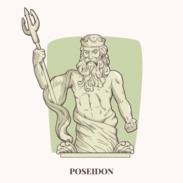Ilustración de mitología de diseño plano dibujado a mano