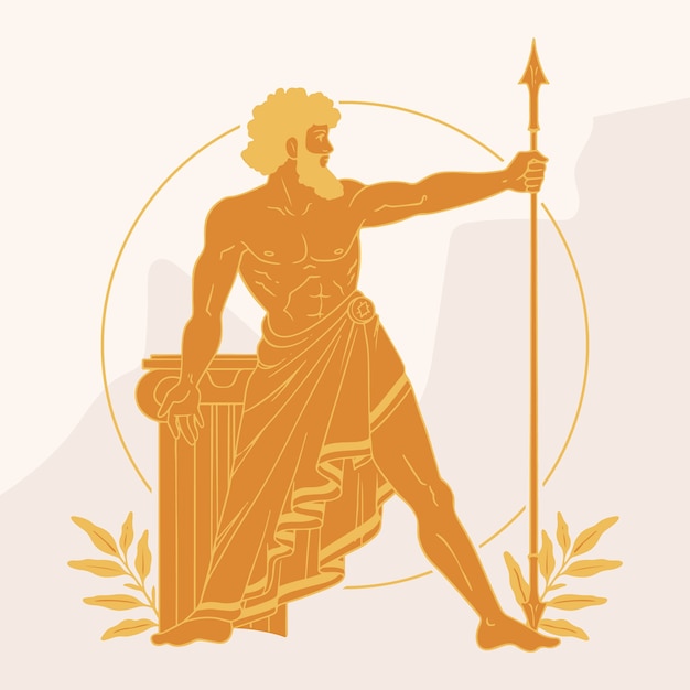 Ilustración de mitología de diseño plano dibujado a mano