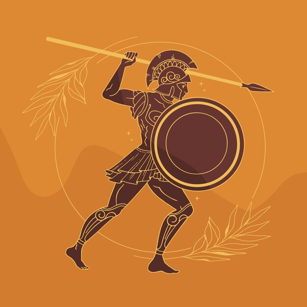 Ilustración de mitología de diseño plano dibujado a mano