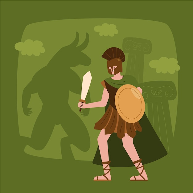 Vector gratuito ilustración de mitología griega dibujada a mano