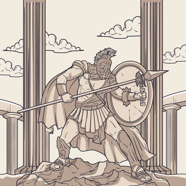 Ilustración de mitología griega dibujada a mano