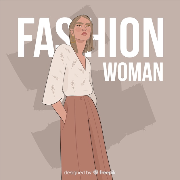 Vector gratuito ilustración de moda con modelo femenino