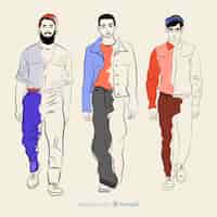 Vector gratuito ilustración de moda con modelo masculino