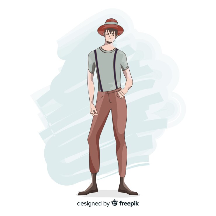 Vector gratuito ilustración de moda con modelo masculino