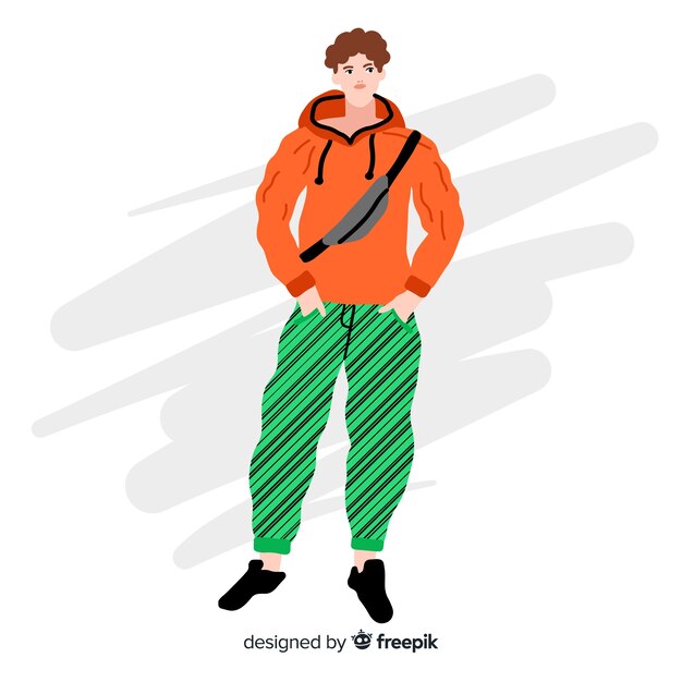 Ilustración de moda con modelo masculino