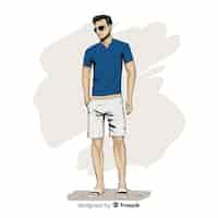 Vector gratuito ilustración de moda con modelo masculino