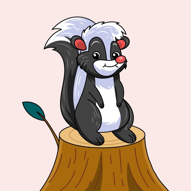 Ilustración de mofeta de dibujos animados dibujados a mano