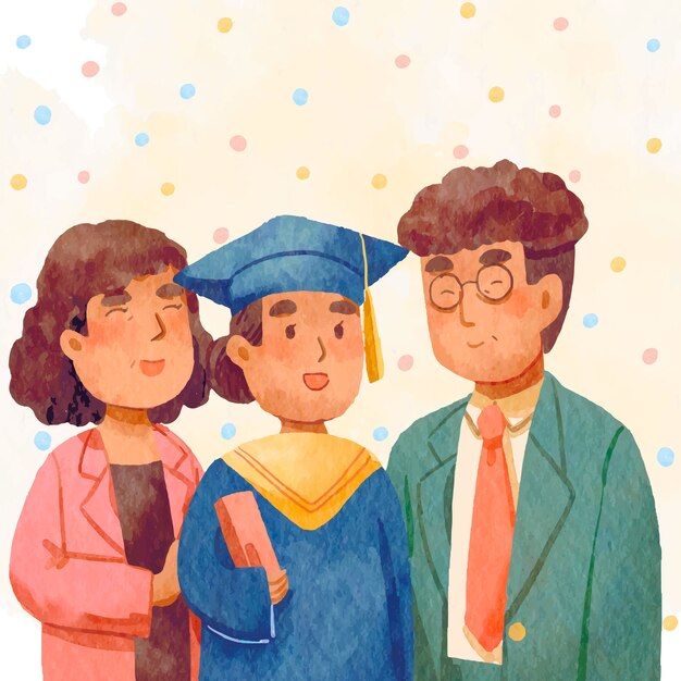 Ilustración de momentos familiares en acuarela