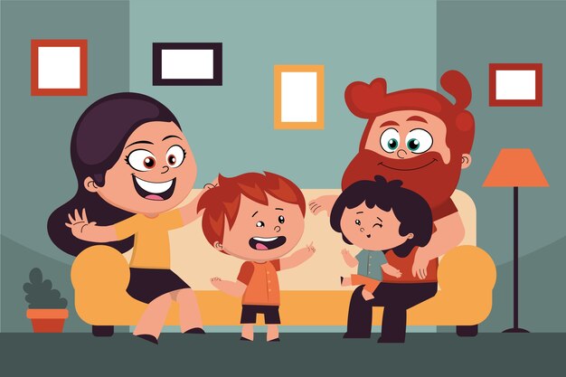 Ilustración de momentos familiares dibujados a mano