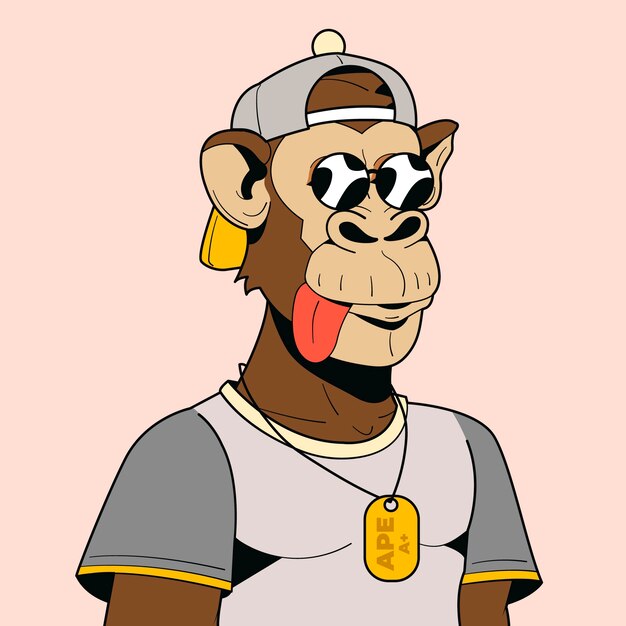 Ilustración de mono dibujada a mano al estilo NFT
