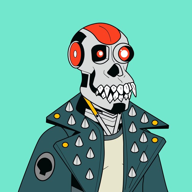 Ilustración de mono dibujada a mano al estilo NFT