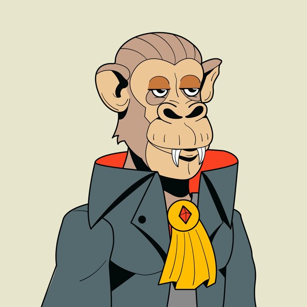 Ilustración de mono dibujada a mano al estilo NFT