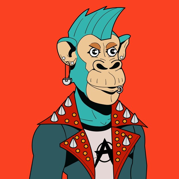 Ilustración de mono dibujada a mano al estilo NFT