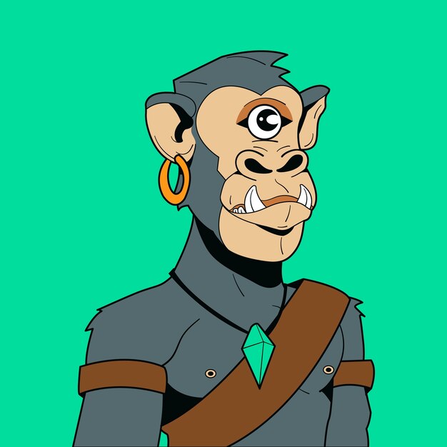 Ilustración de mono dibujada a mano al estilo NFT