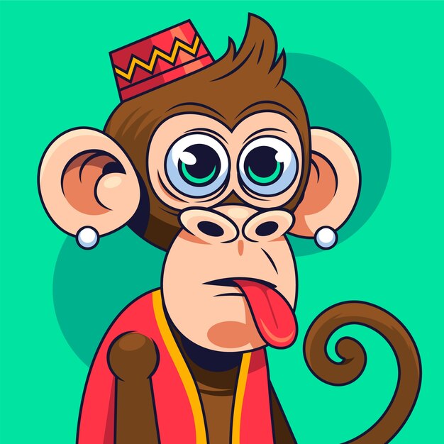 Ilustración de mono dibujada a mano al estilo NFT