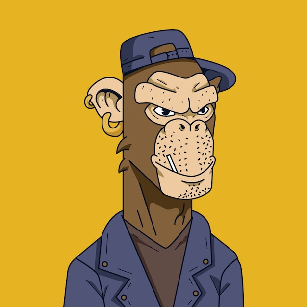 Ilustración de mono dibujada a mano al estilo NFT