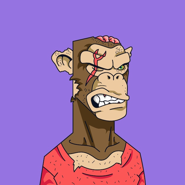 Ilustración de mono dibujada a mano al estilo NFT
