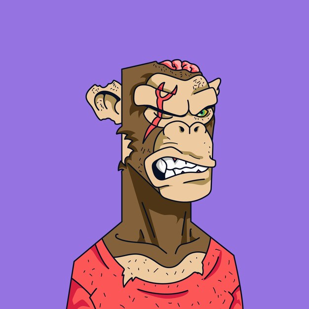 Ilustración de mono dibujada a mano al estilo NFT