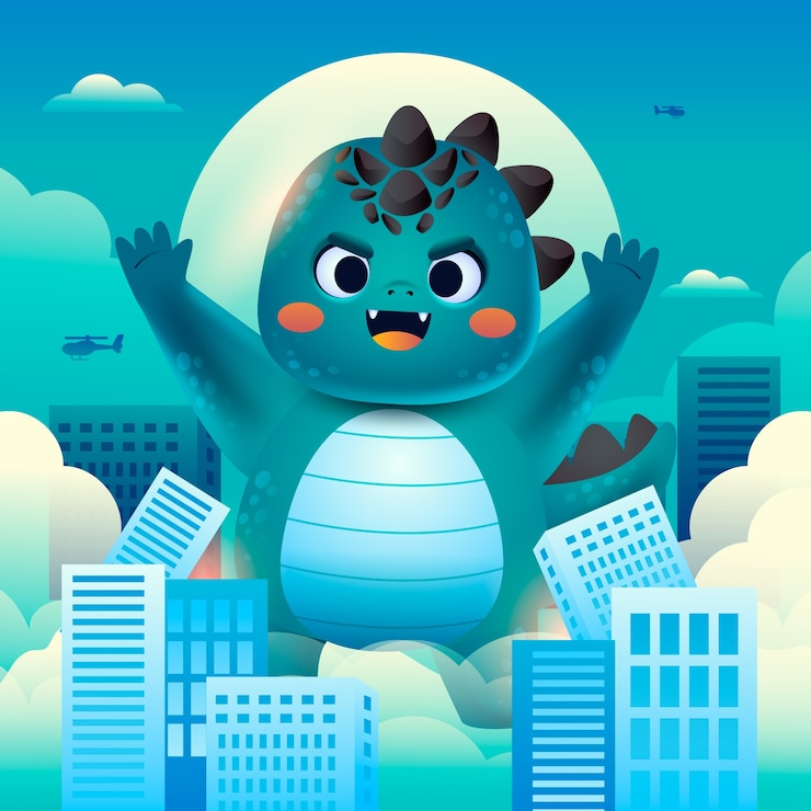 Vector gratuito ilustración del monstruo de gradiente