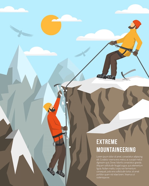 Vector gratuito ilustración de montañismo extremo