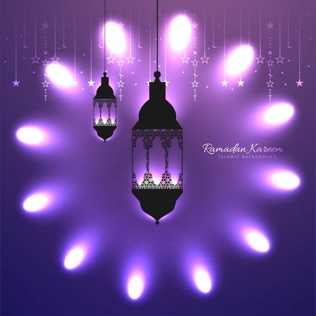 Vector gratuito ilustración morada de ramadan kareem