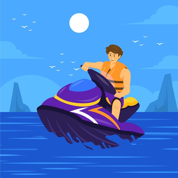 Vector gratuito ilustración de moto acuática dibujada a mano