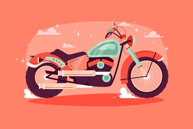 Ilustración de motocicleta vintage de diseño plano