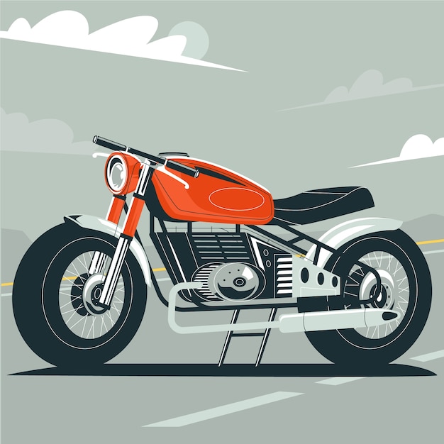 Vector gratuito ilustración de motocicleta vintage de diseño plano