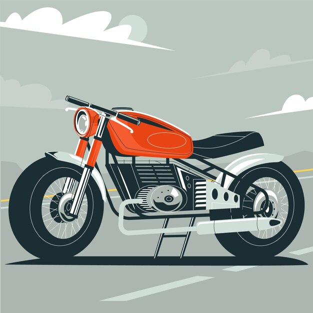 Ilustración de motocicleta vintage de diseño plano